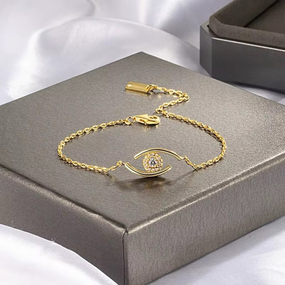 🆕 18K gold plated Luxury Exquisite Zircon Skeleton Chain Link Bracelet